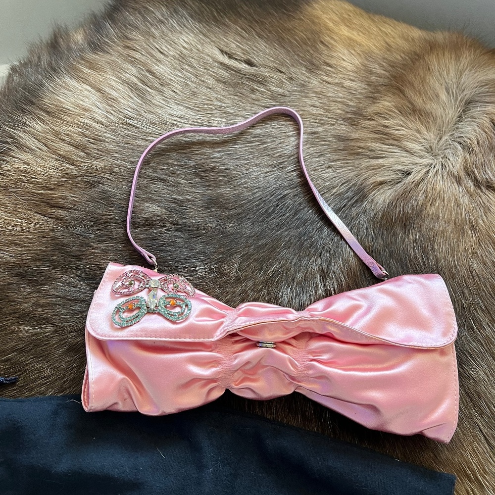 Vintage authentic Giuseppe Zanotti pink satin purse